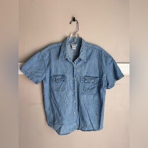 Casual Blue Denim Button Down Shirt